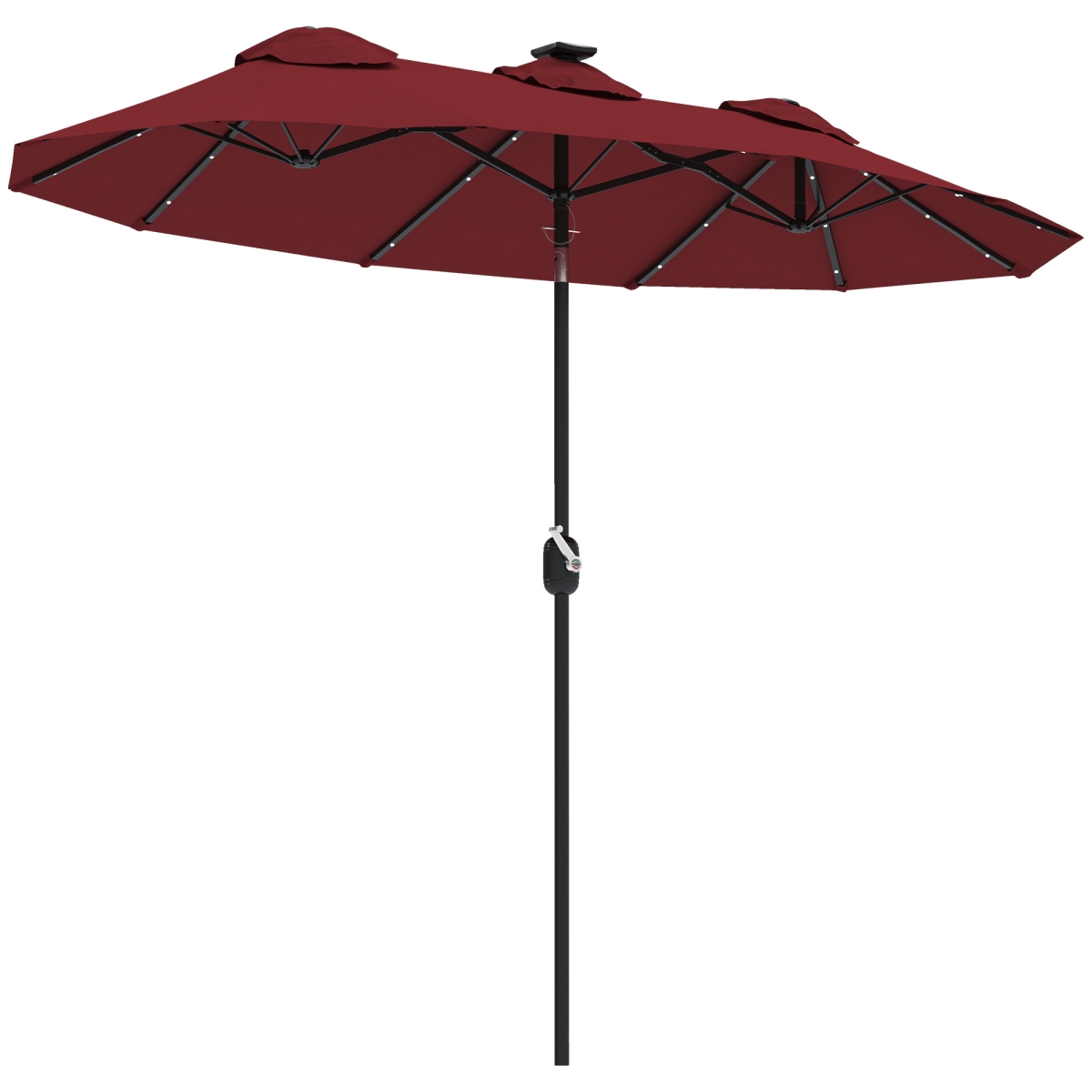 Double-Sided Patio Umbrella - Wine Red - 9.7 ft - Solar LED Lights