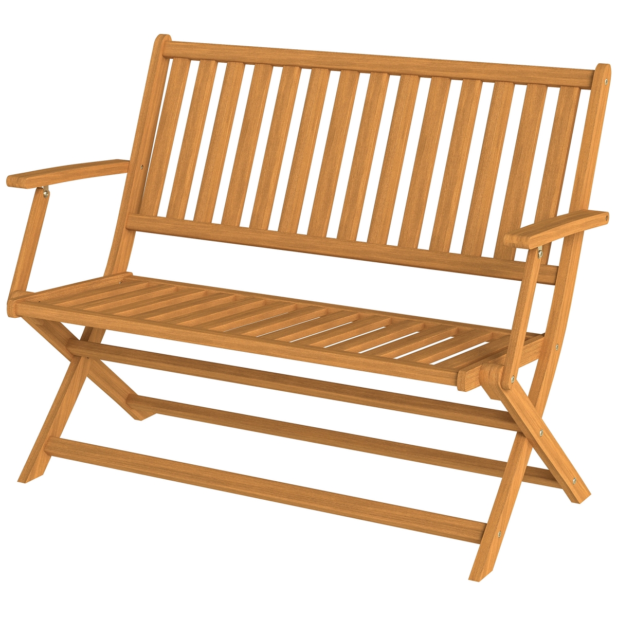Picture of 212 Main 84G-480V00TK Outsunny 2-Person Foldable Wood Outdoor Bench with Backrest & Armrests for Garden - Porch - Park - Balcony&#44; Teak