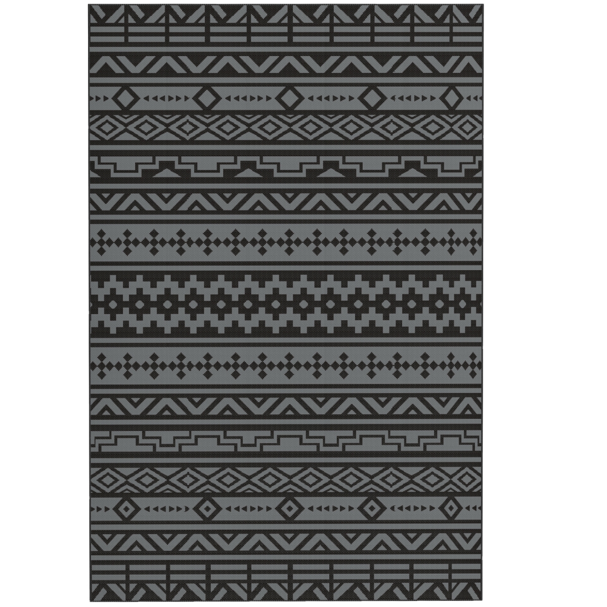 Picture of 212 Main 84J-061V00GY 6 x 9 ft. Outsunny Reversible Outdoor Rug - Waterproof Plastic Straw with Carry Bag&#44; Black & Gray Geometric Wall