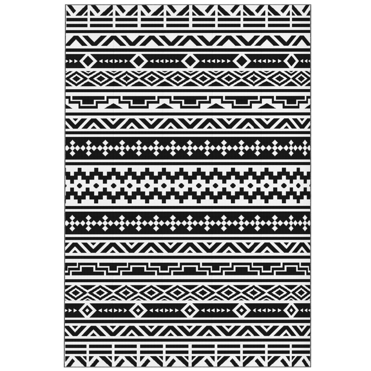 Picture of 212 Main 84J-061V00BK 6 x 9 ft. Outsunny Reversible Outdoor Rug - Waterproof Plastic Straw with Carry Bag&#44; Black & White Geometric Wall