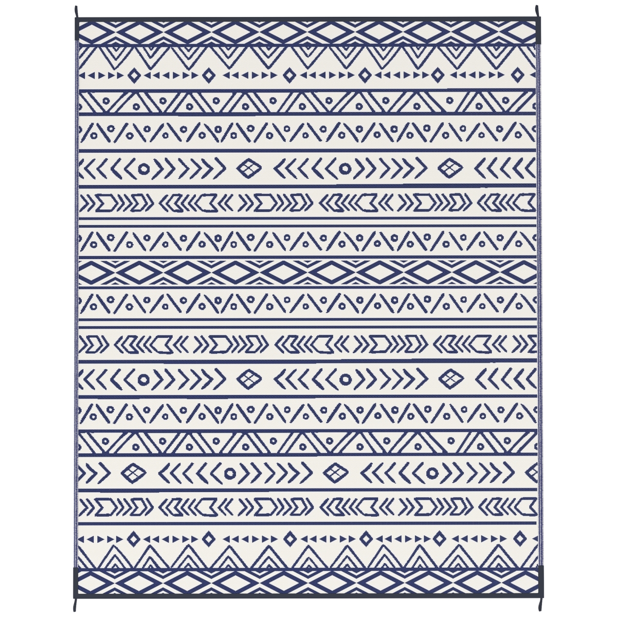 Picture of 212 Main 84J-066V01BU 8 x 10 ft. Outsunny Reversible Outdoor Rug - Waterproof Plastic Straw with Carry Bag&#44; Blue & White Geometric