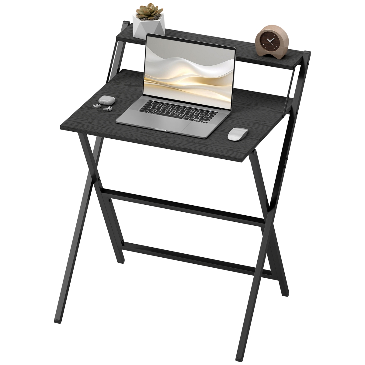 Picture of 212 Main 836-607V80BK 27.6 in. HOMCOM Folding Computer Desk - Foldable Desk with Monitor Shelf for Small Space - Home Office - Study - Easy Assembly&#44; Black