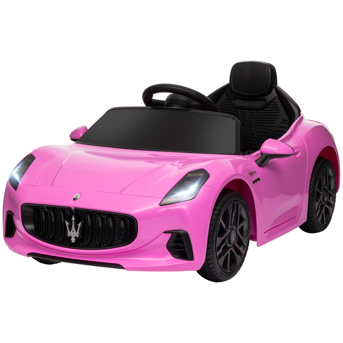 Picture of 212 Main 370-345V80PK Qaba Maserati Gran Turismo Licensed 12V Kids Electric Car with Remote Control - Soft Start - LED Lights - Music - Horn&#44; Pink