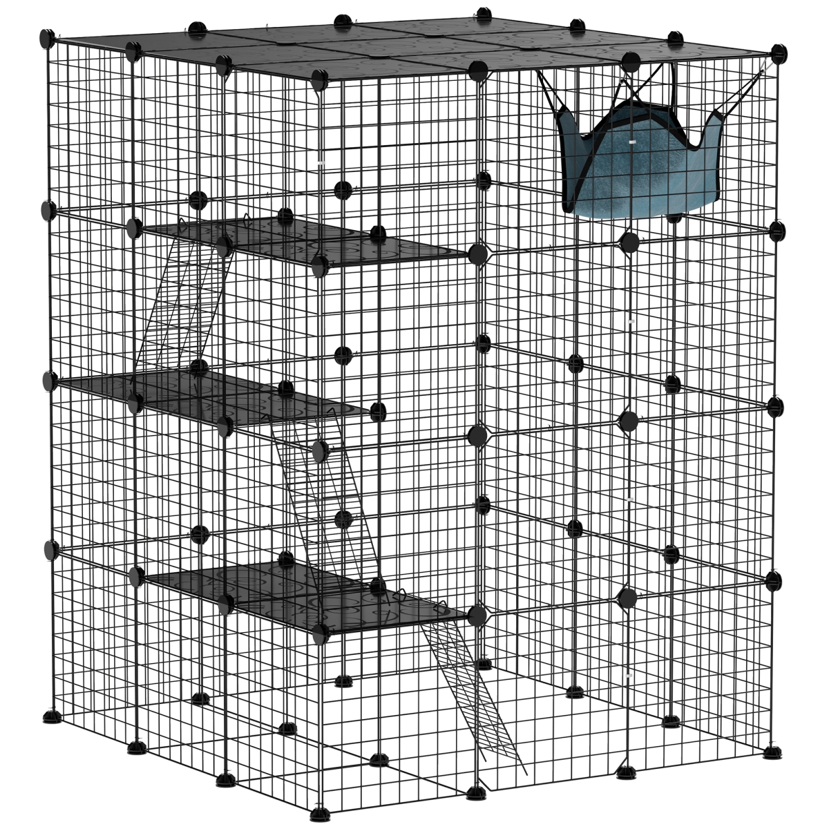 Picture of 212 Main D51-453V00BK 3 x 3 x 4 in. PawHut DIY 4 Tier Cat Cage Indoor with Hammock - Ramps - Jumping Platforms - Doors - Cat Enclosure for 1-3 Cats&#44; Black