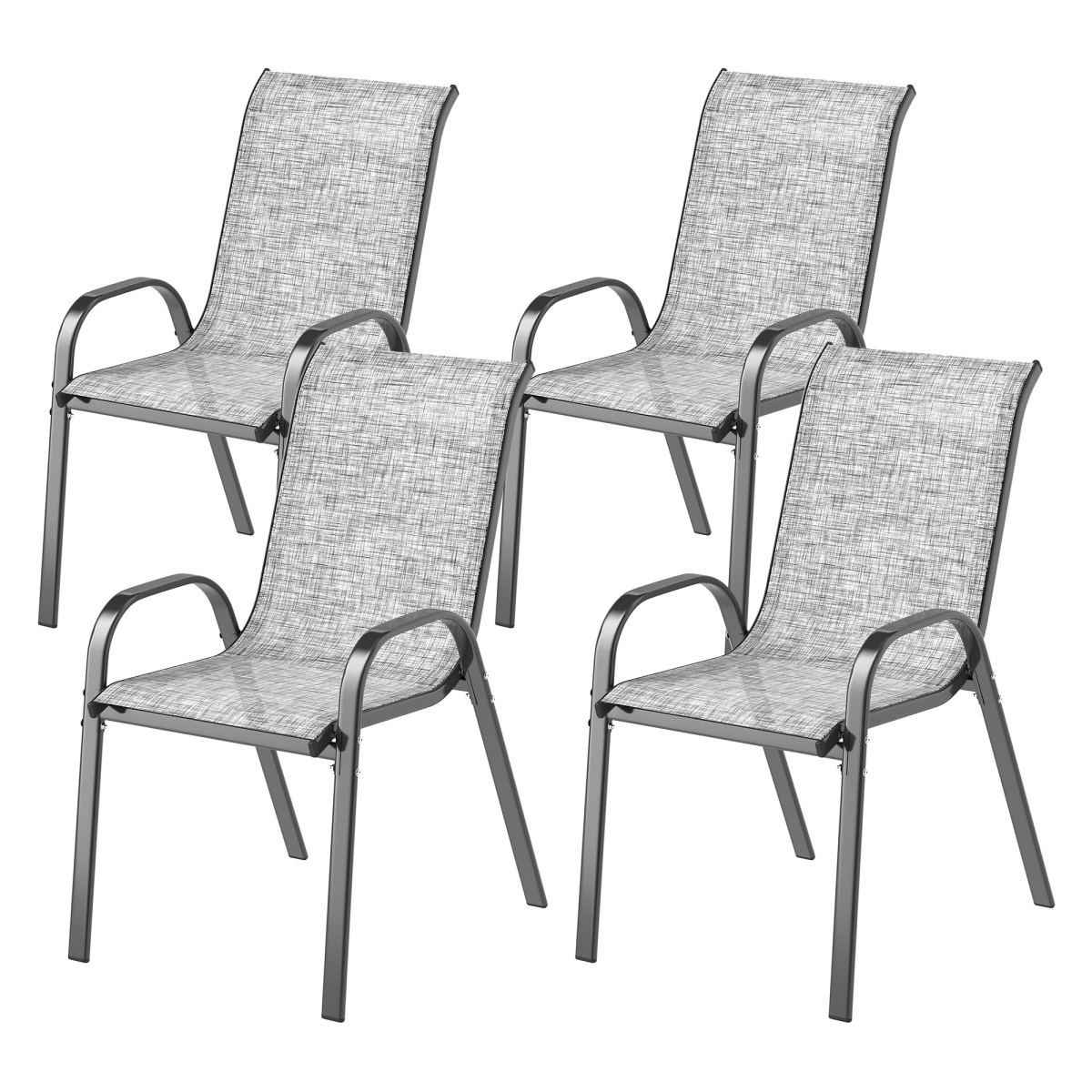 Picture of 212 Main 84G-668V01GY Outsunny Outdoor Dining Chairs - Stackable Patio Chairs with High Back - Breathable Mesh Seat for Garden Lawn&#44; Mixed Gray - Set of 4