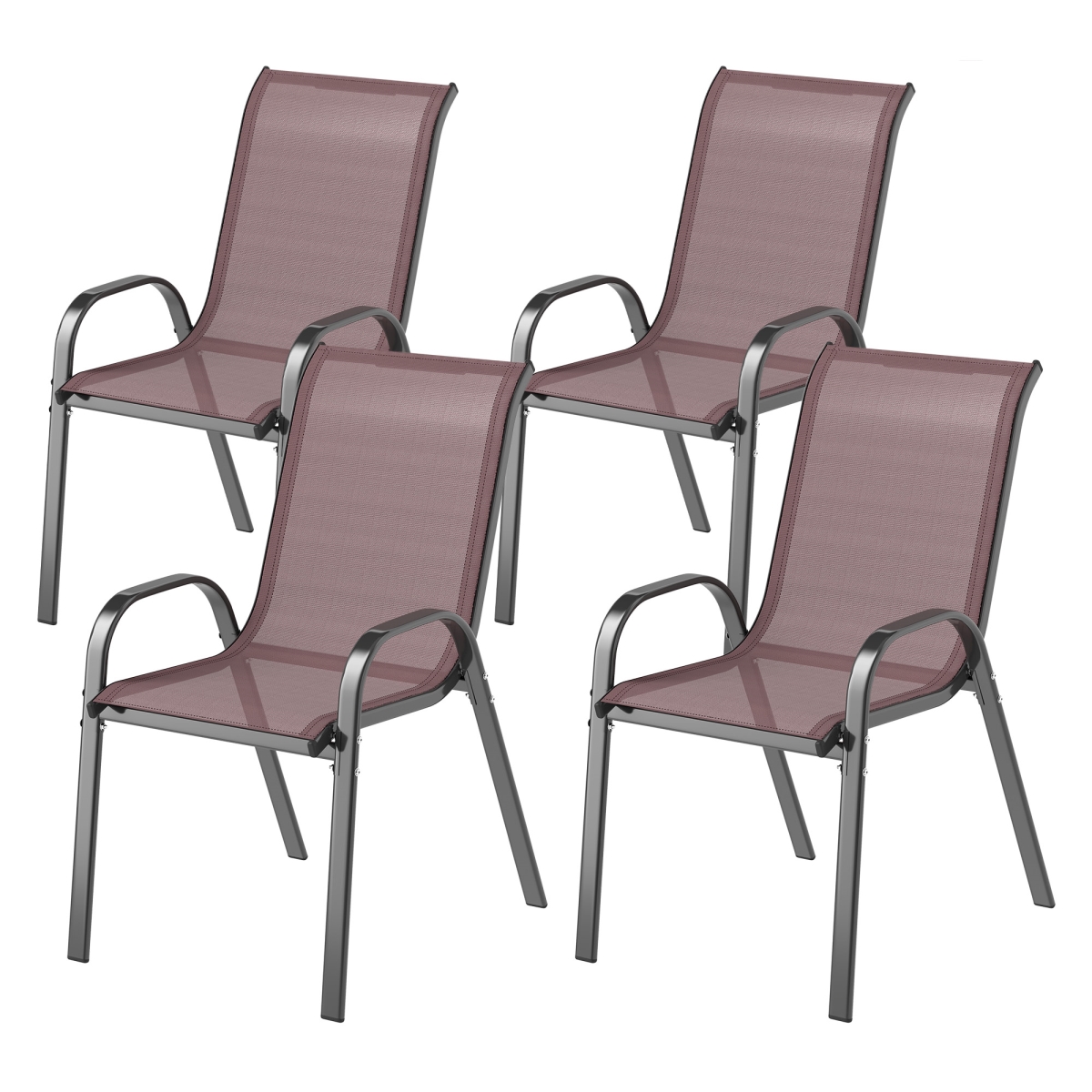 Picture of 212 Main 84G-668V01DR Outsunny Outdoor Dining Chairs - Stackable Patio Chairs with High Back - Breathable Mesh Seat for Garden Lawn&#44; Brown - Set of 4