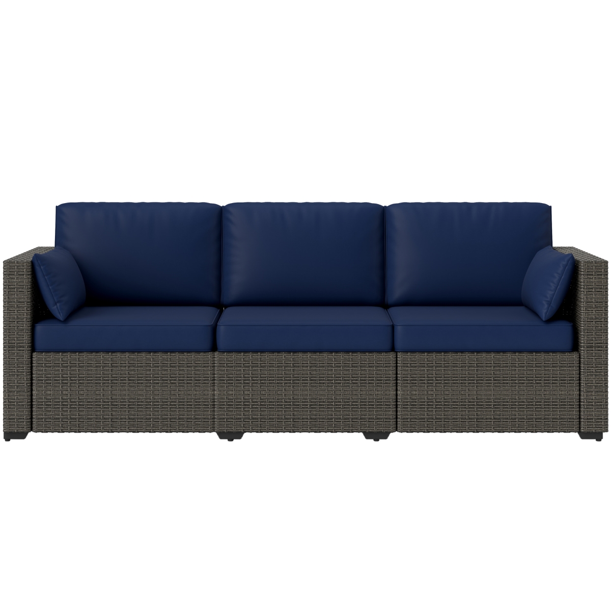 Picture of 212 Main 860-308V00BN Outsunny Patio Couch PE Wicker Deep Seating Outdoor Sofa with Removable Cushions - 3 Seater Rattan Sofa - Outdoor Furniture for Balcony - Deck - Garden & Poolside&#44; Navy Blue