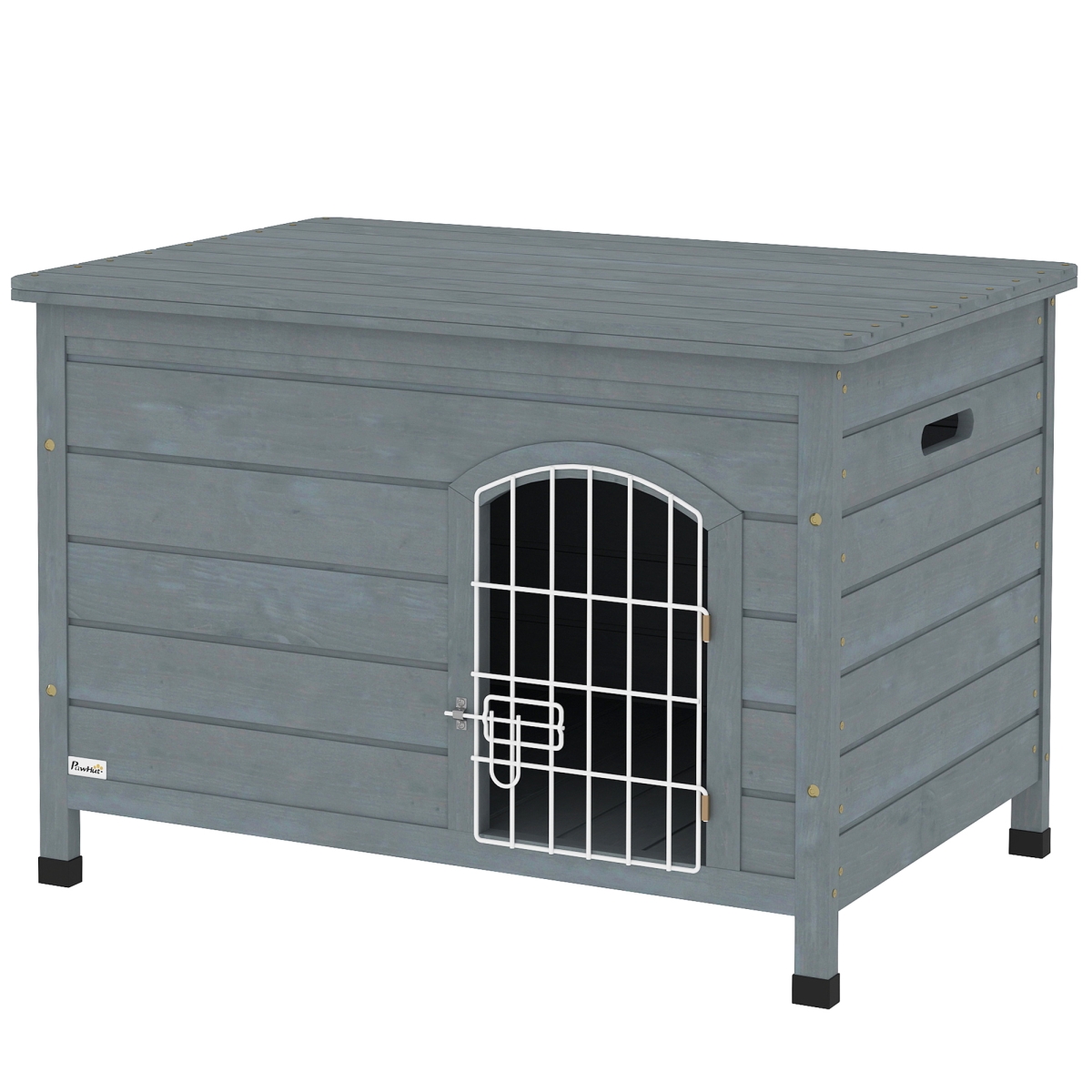 Picture of 212 Main D02-044V01CG 31.5 in. PawHut Wooden Decorative Dog Cage Kennel Wire Door with Lock - Openable Top Removable Bottom&#44; Dark Gray