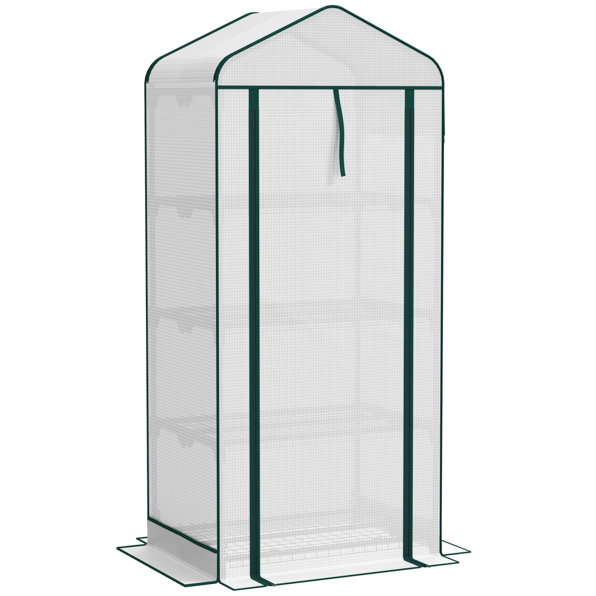 84H-192V00WT Outsunny Mini Greenhouse with Screen Roof - 4 Tier Portable Small Greenhouse with High Strength PE Cover, White