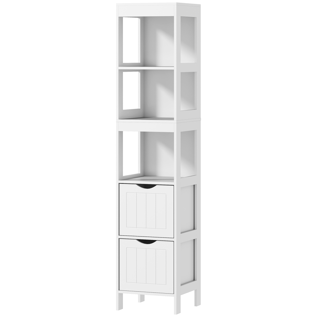 Picture of 212 Main 834-775V80WT HOMCOM Narrow Bathroom Storage Cabinet with 2 Drawers & 3 Open Shelves - Slim Bathroom Floor Cabinet&#44; White