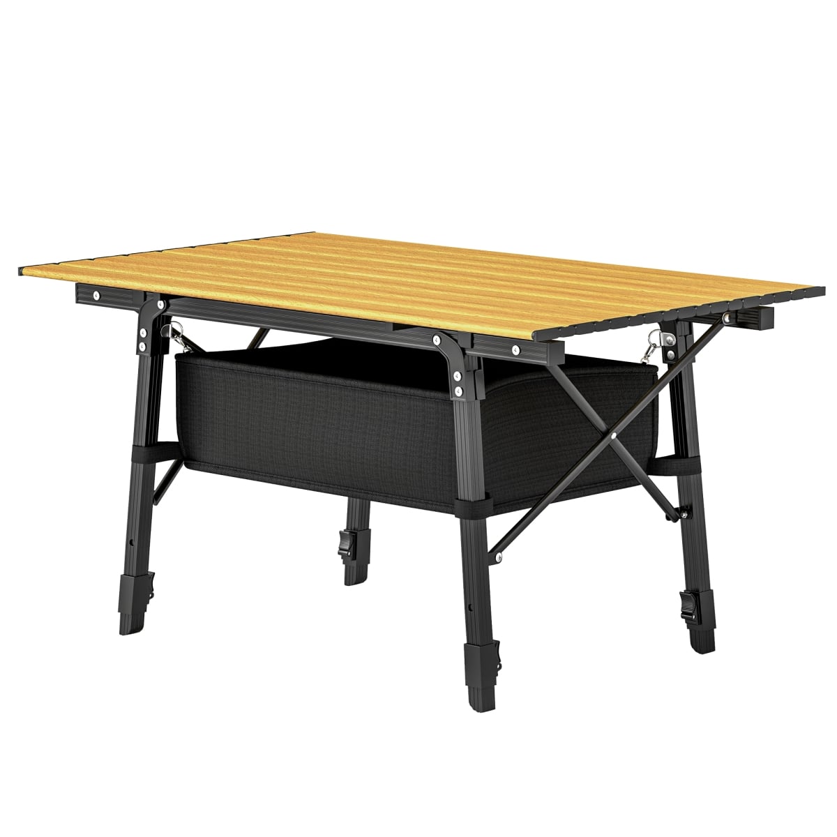 A20-472V00BN 3 ft. Outsunny Aluminum Small Folding Table, Portable Camping Table with Storage Bag, Carry Bag for Outdoor Picnic BBQ - Brown
