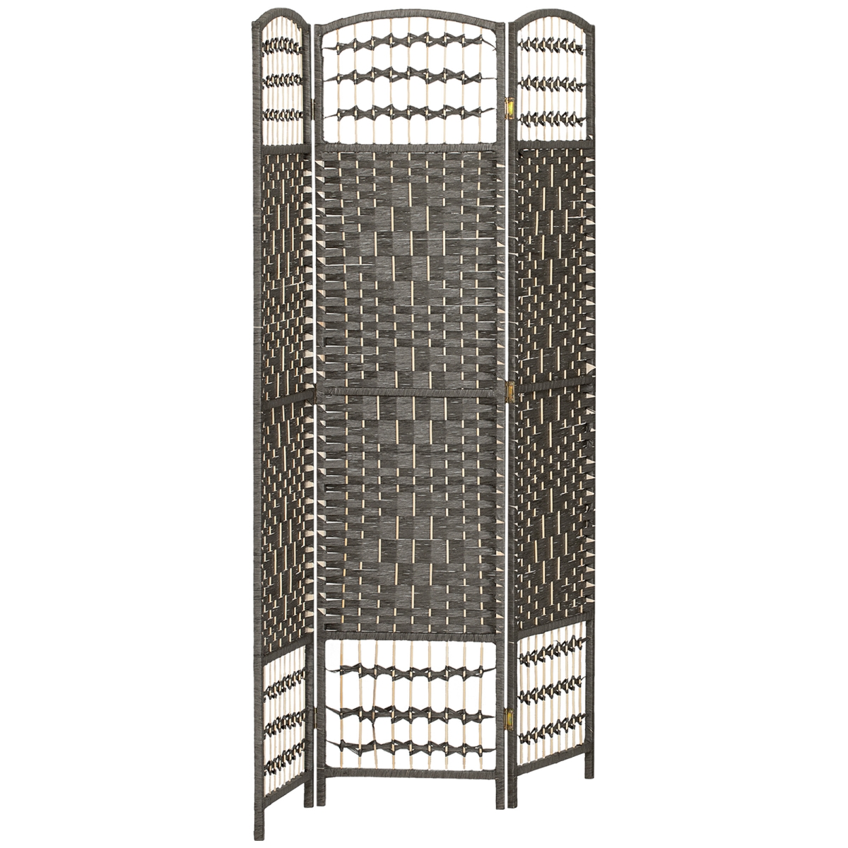 830-701V01CG HOMCOM 3 Panel Folding Room Divider - Portable Privacy Screen Wave Fiber Room Partition for Home Office, Dark Gray