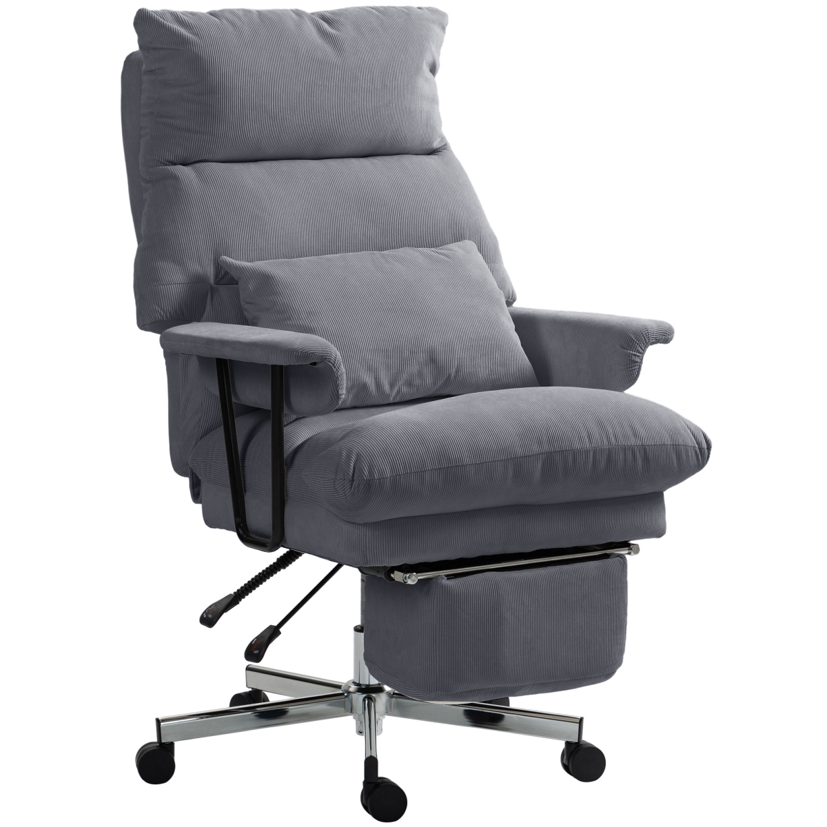 921-833V00GY HOMCOM Executive Office Chair with Lumbar Support, Footrest, High Back Reclining Overstuffed Desk Chair with - Gray