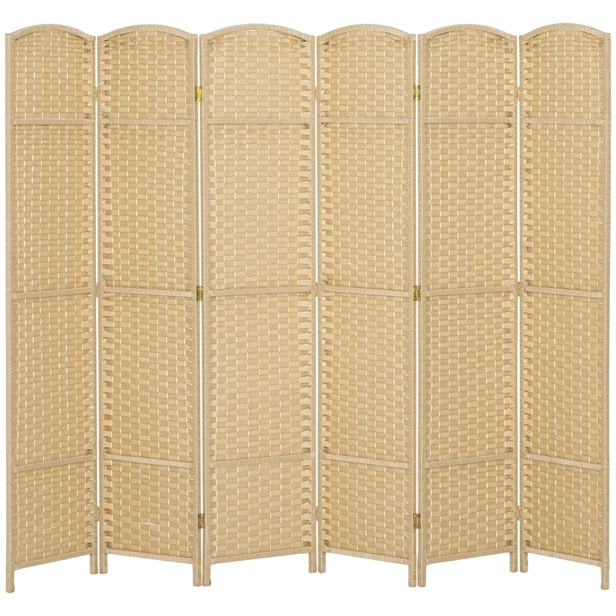 830-814V01BG 5.6 ft. Tall HOMCOM Folding Room Divider Screen - 6 Panel Privacy Screen Freestanding Room Partition for Home Office, Beige