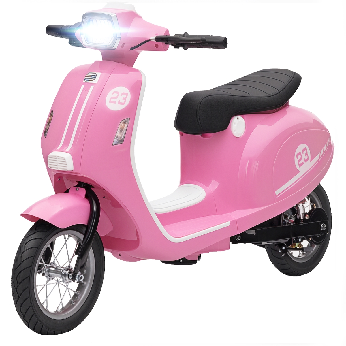 370-394V80PK Qaba 24V Kids Motorcycle with 3-Speed, Electric Motorcycle with Rear Suspension & LED Lights for 8-12 Years Old, Pink