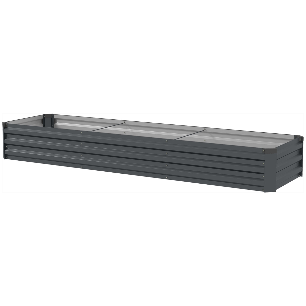 84H-110V00CG 8 x 2 x 1 ft. Outsunny Galvanized Raised Garden Bed Kit with Safety Edging for Flowers, Herbs & Vegetables, Dark Gray