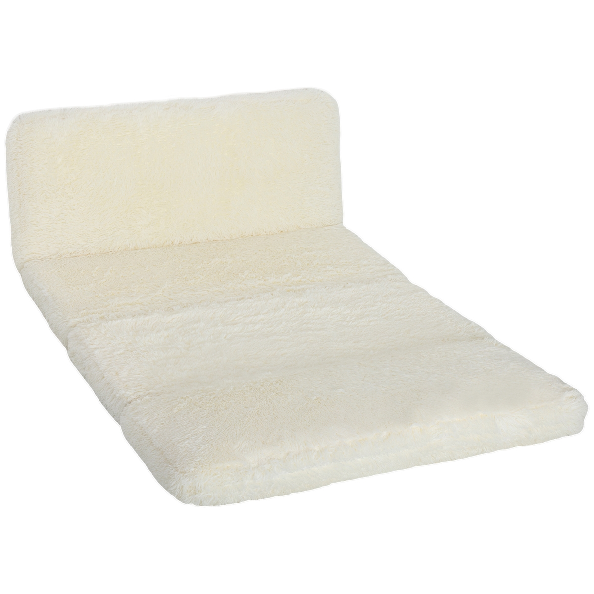 83B-367V01CW HOMCOM Bean Bag Floor Sofa Bed, Contemporary Plush Wide Folding Floor Mattress, Foam Filling Wall Couch Sleeper - Cream White