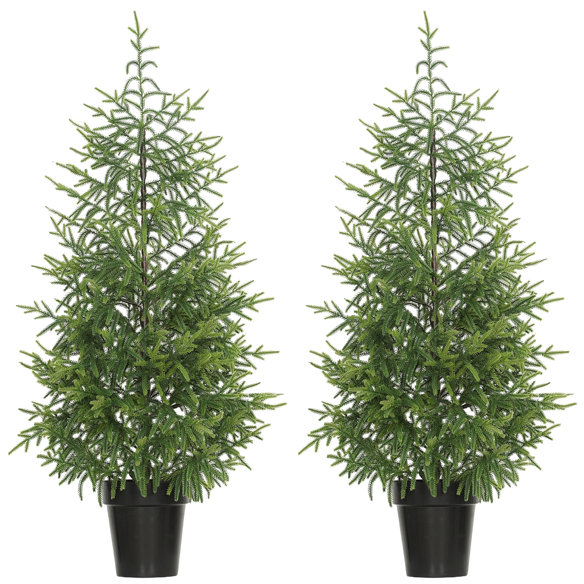 83C-064V00GN 4 ft. HOMCOM Artificial Christmas Tree, Norflok Pine Xmas Tree with 133 Molded Tips & Pot Base, Easy Assembly - Green - Set of 2