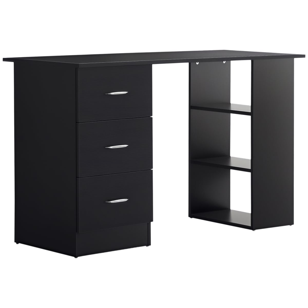 836-068BK 47 in. HOMCOM Modern Home Office Computer Desk Bookcase Combo Writing Table Workstation with 3 Drawer & Storage Shelf - Black