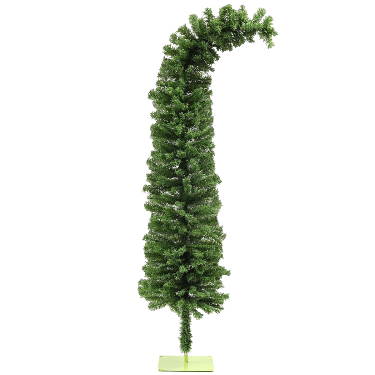 830-868V00GN 6 ft. HOMCOM Whimsical Pencil Christmas Tree, Bendable Artificial Christmas Tree with 400 Branch Tips & Metal Base, Green