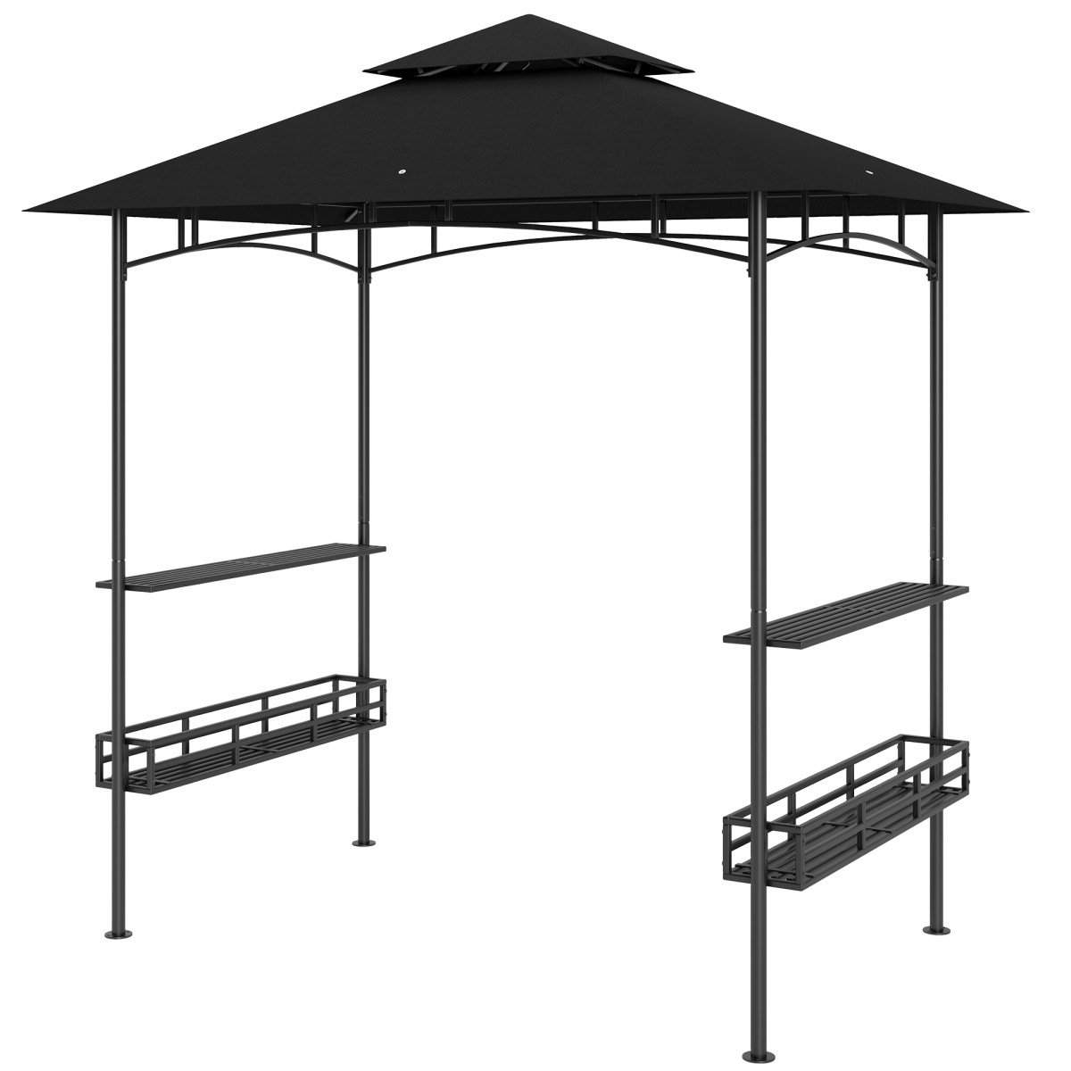 84C-561V00CG 8 x 5 ft. Outsunny BBQ Grill Gazebo - 2-Tier Outdoor BBQ Gazebo with 2 Side Shelves, Storage Baskets, Ceiling Hook - Dark Gray