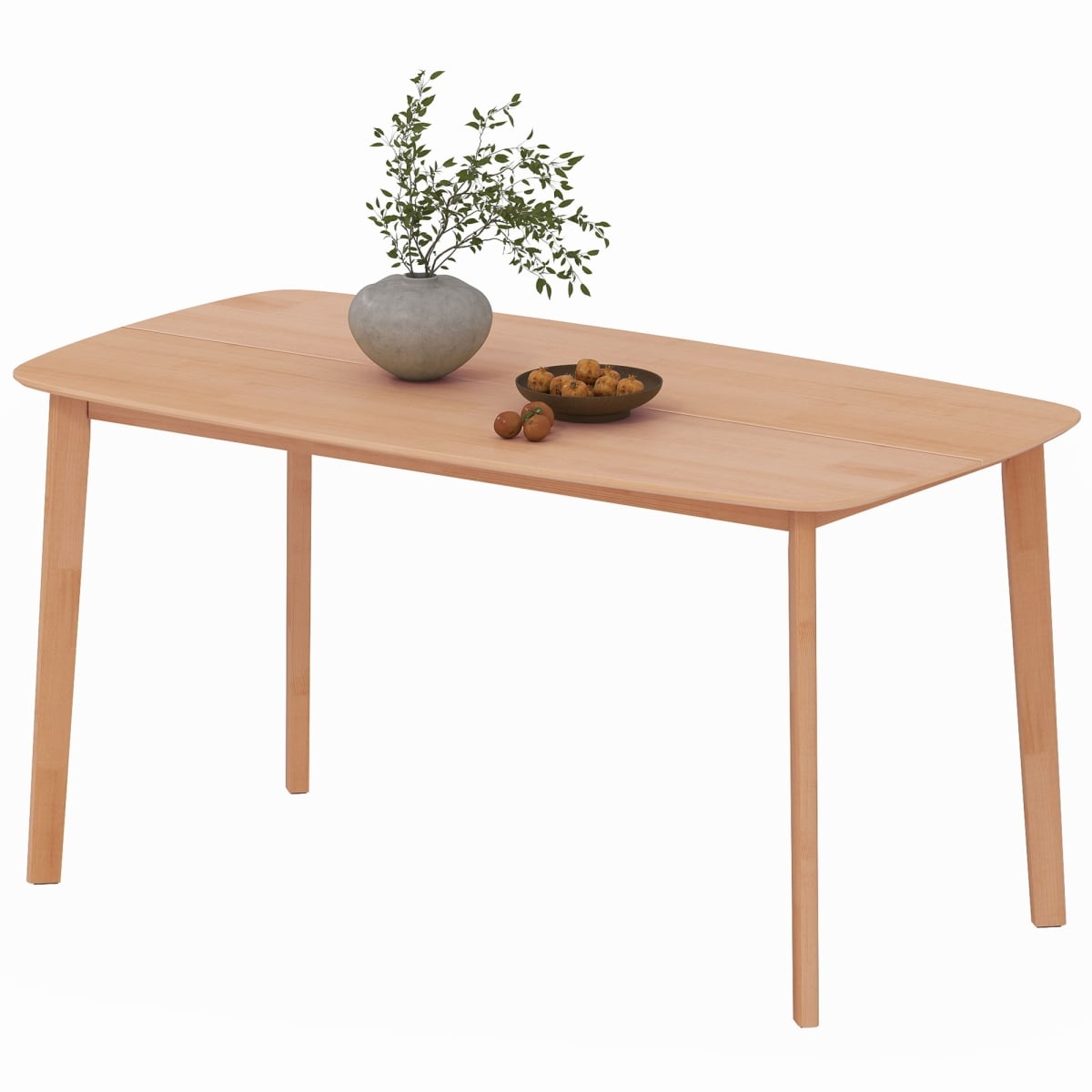 83A-269V01ND 59 in. HOMCOM Pine Wood Dining Table for 6, Rustic Rectangular Kitchen Table with Large Tabletop for Dining Room, Natural