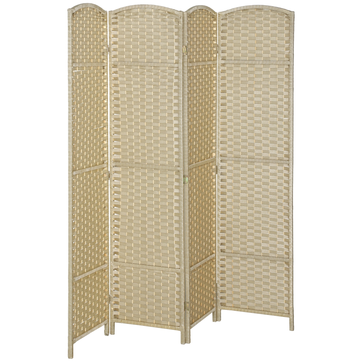 830-814V00BG 5.6 ft. Tall HOMCOM Folding Room Divider Screen - 4 Panel Privacy Screen Freestanding Room Partition for Home Office, Beige