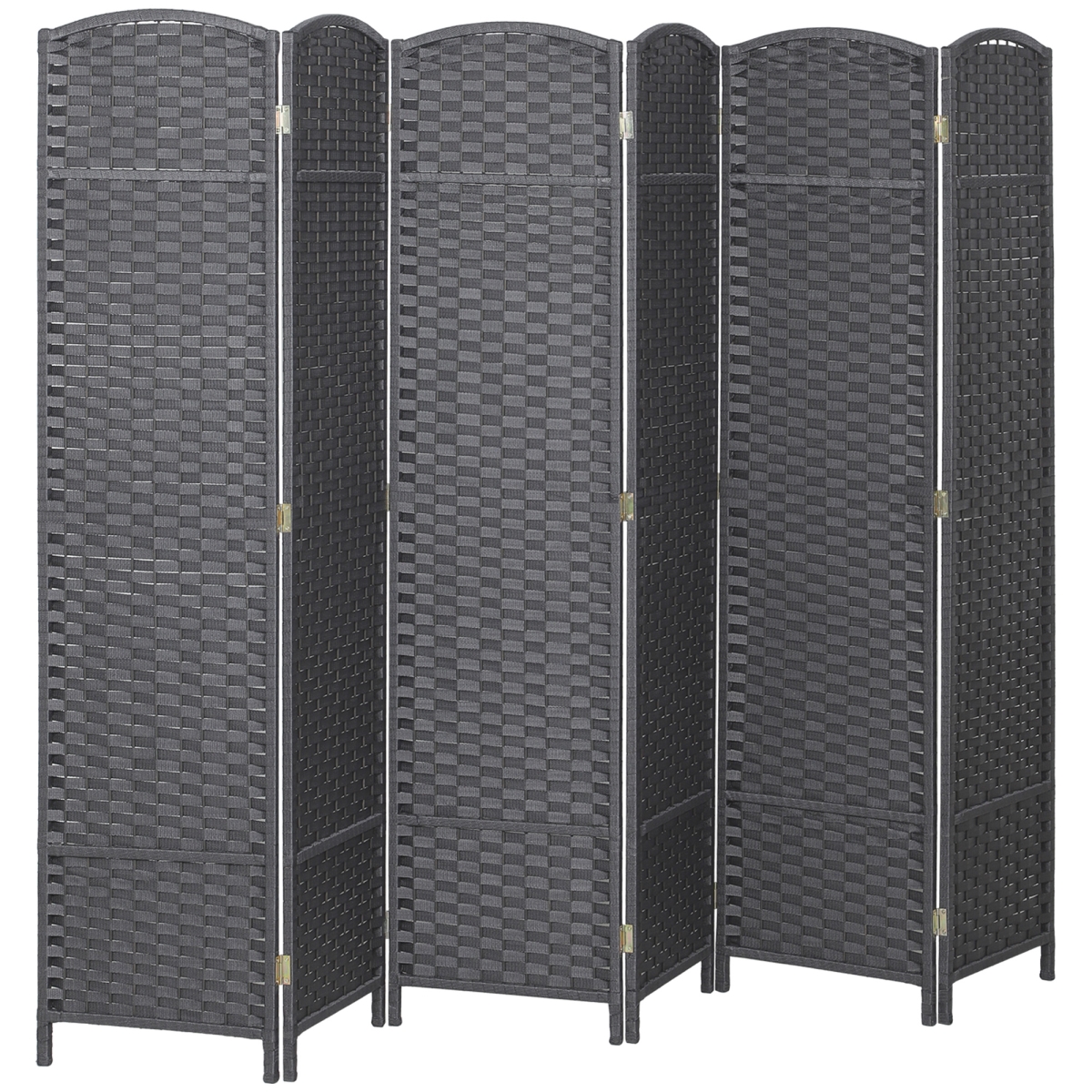 830-814V01CG 5.6 ft. Tall HOMCOM Folding Room Divider Screen - 6 Panel Privacy Screen Freestanding Room Partition for Home Office, Charcoal Gray