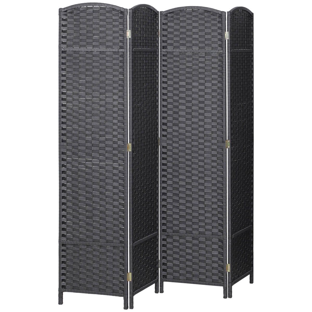 830-814V00CG 5.6 ft. Tall HOMCOM Folding Room Divider Screen - 4 Panel Privacy Screen Freestanding Room Partition for Home Office, Charcoal Gray