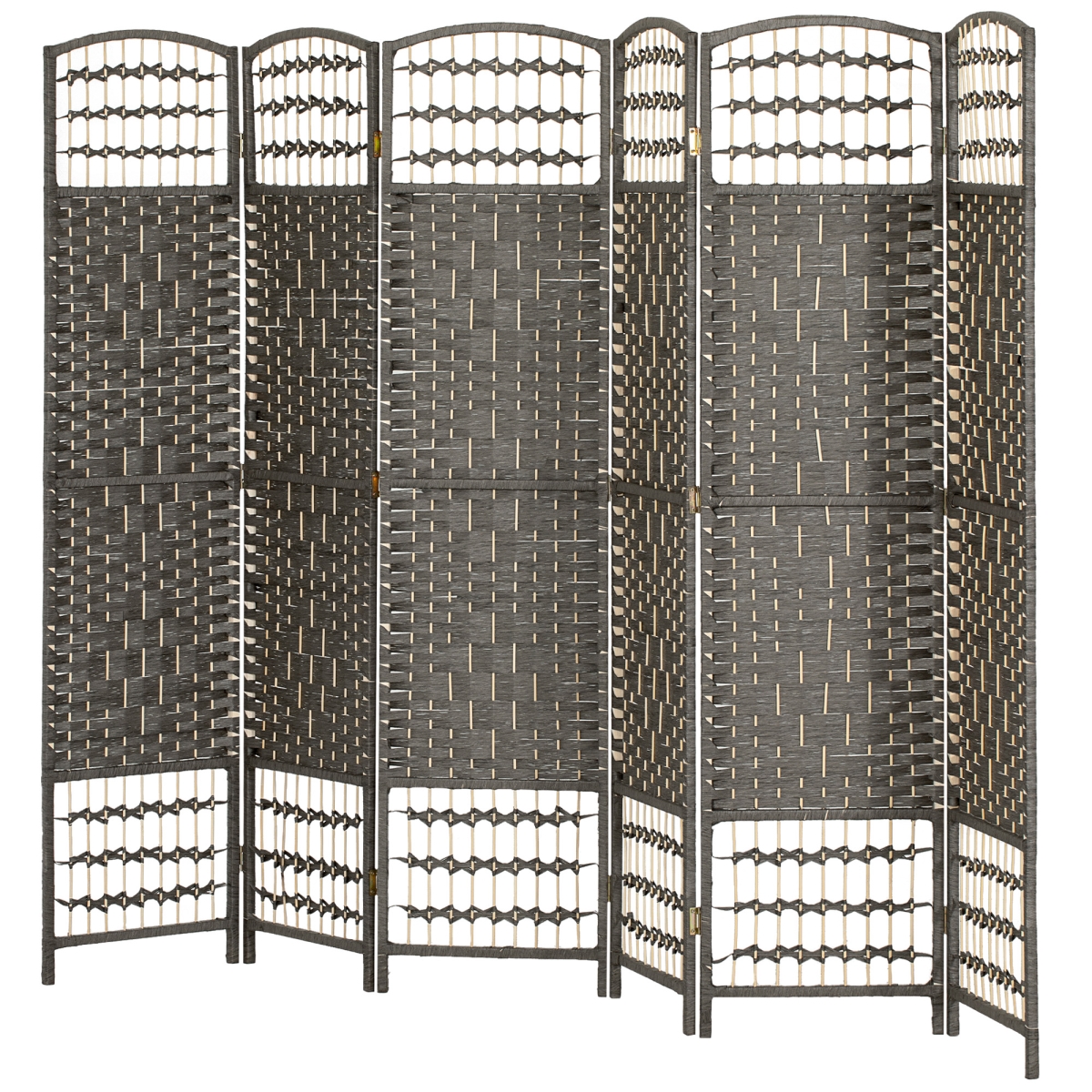 830-701V02CG HOMCOM 6 Panel Folding Room Divider - Portable Privacy Screen Wave Fiber Room Partition for Home Office - Dark Gray