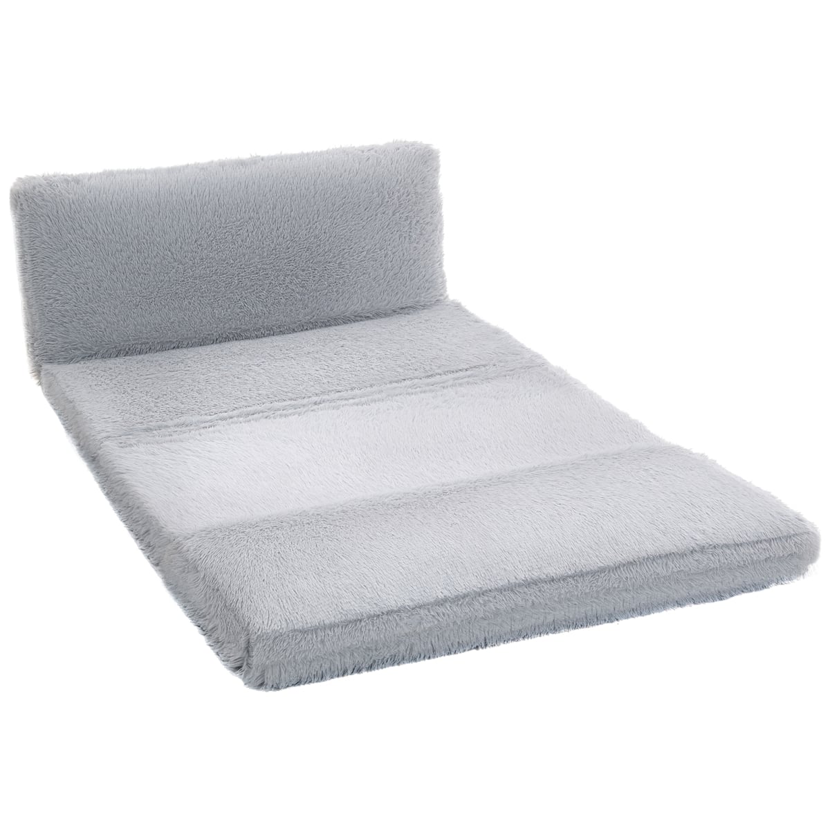 83B-367V01LG HOMCOM Bean Bag Floor Sofa Bed, Contemporary Plush Wide Folding Floor Mattress, Foam Filling Wall Couch Sleeper - Light Gray