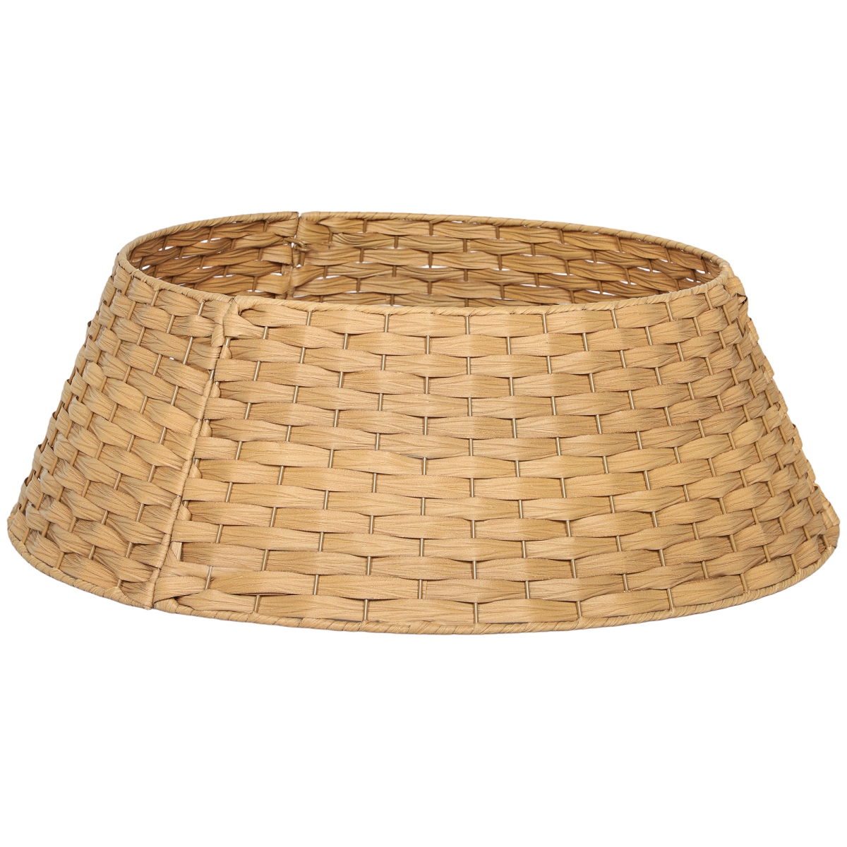 83C-076V00ND 27 in. HOMCOM Rustic Christmas Tree Skirt - Plastic Woven Christmas Tree Collar for Party, Holiday, Home Decoration - Natural