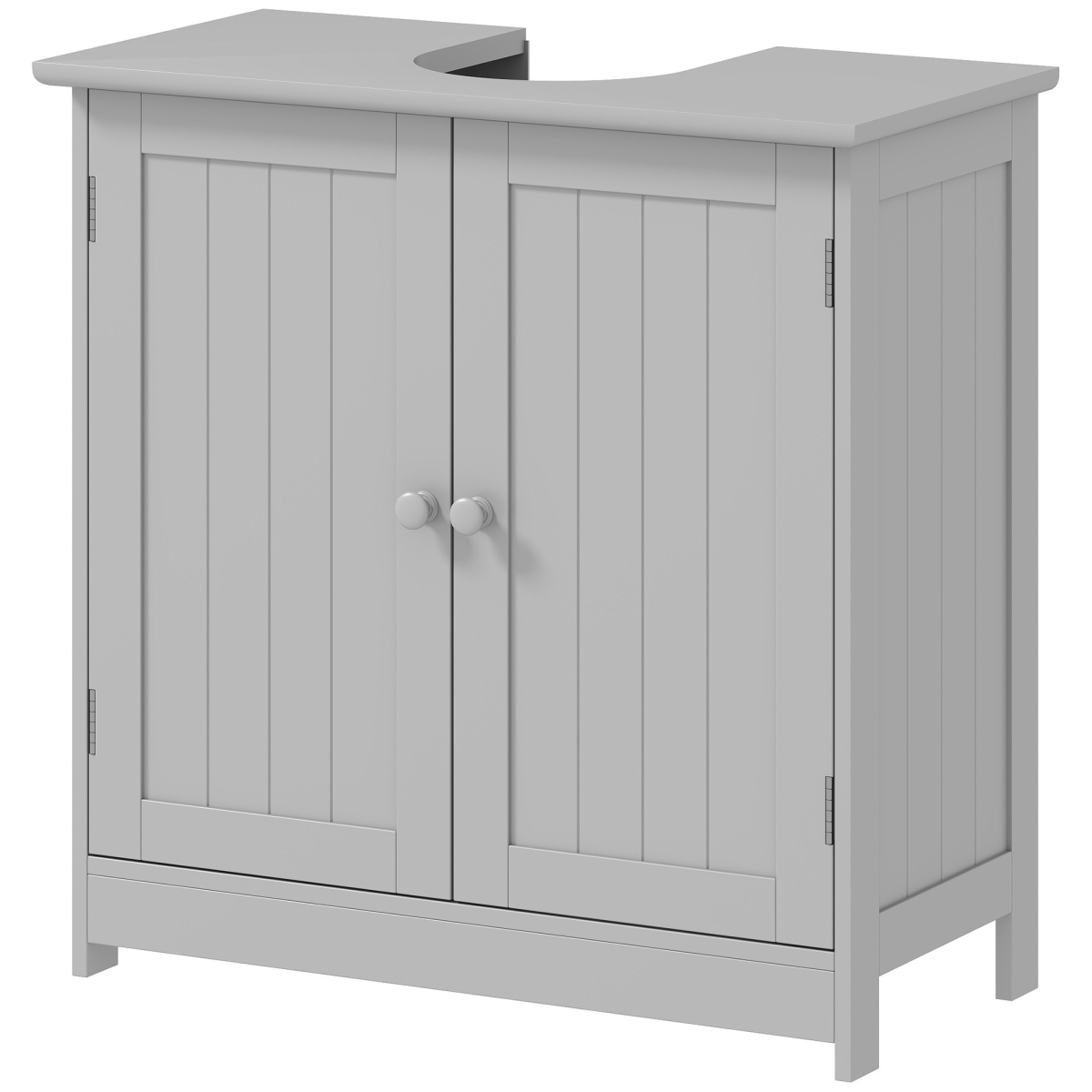 834-079V80GG HOMCOM Bathroom Vanity Cabinet, Under Sink Bathroom Cabinet with 2 Doors & Adjustable Shelf, Light Gray