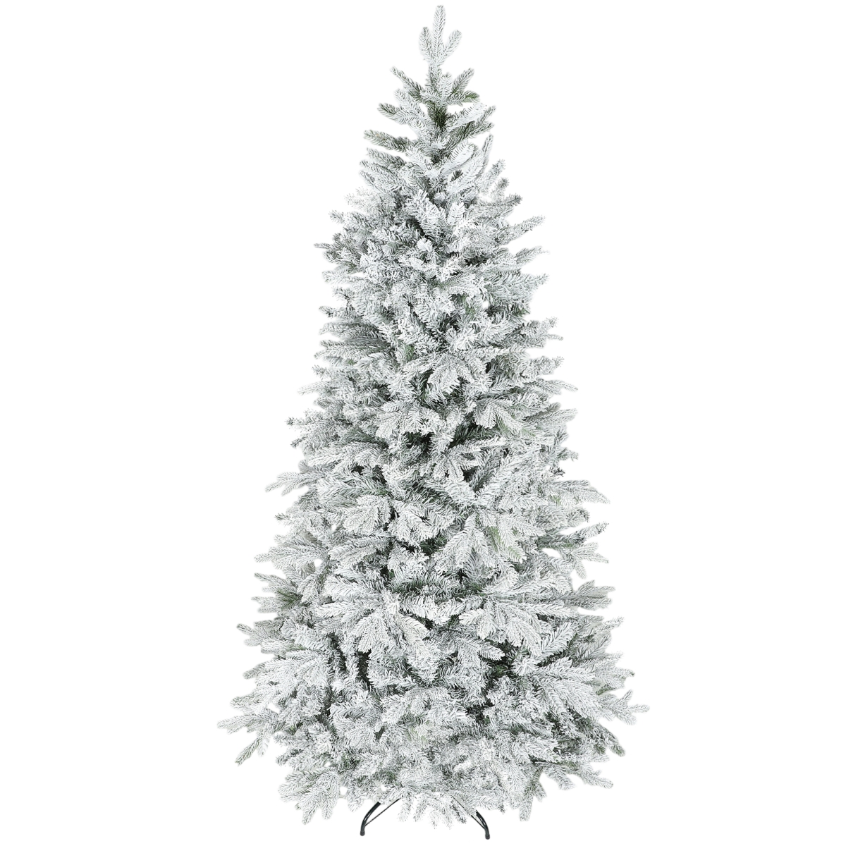 7.5 ft. HOMCOM Artificial Frosted Christmas Tree with Realistic Branches, Wide Full Spruce Hinged Xmas Tree, Easy Assembly - Greem & White