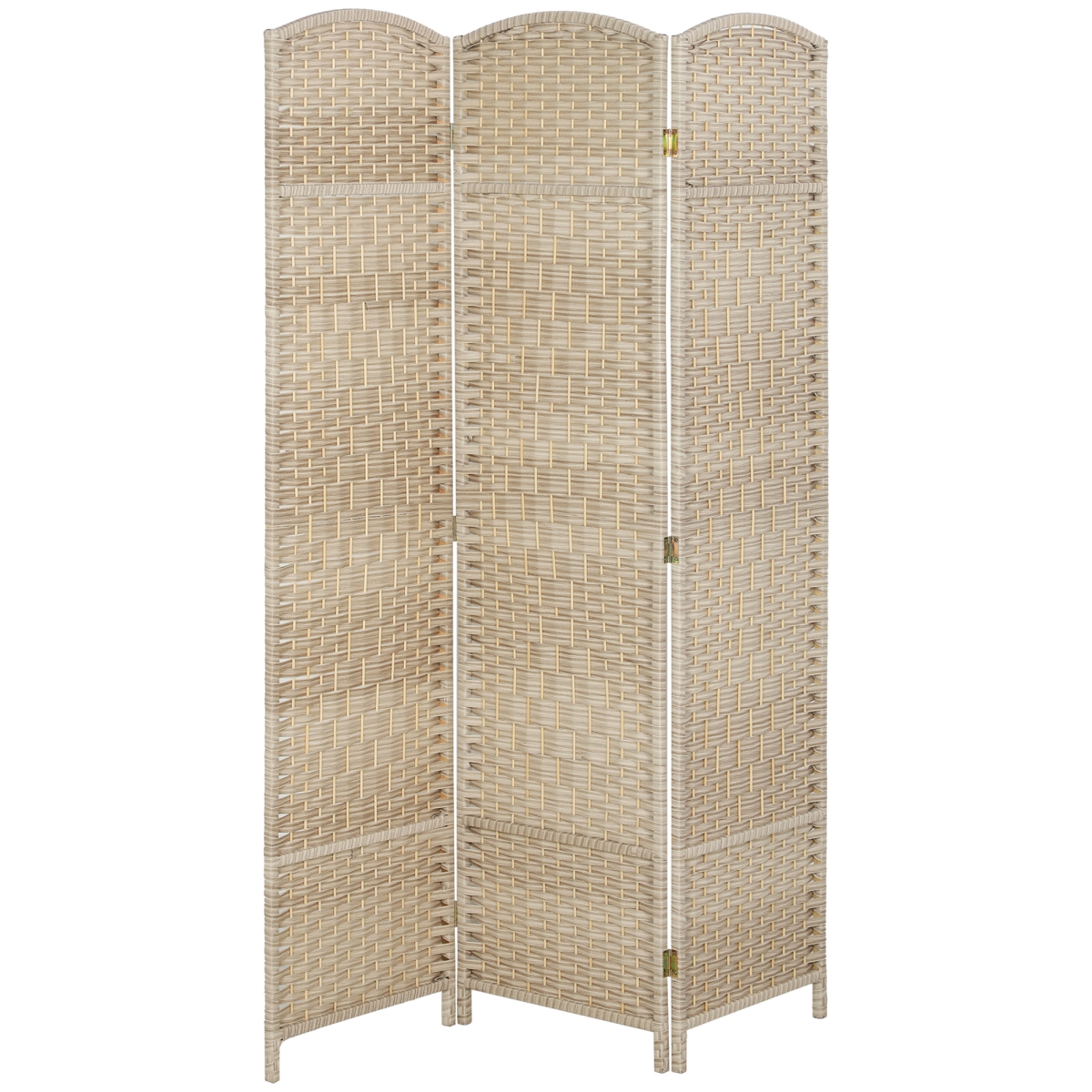 830-816V00LR HOMCOM Folding Room Divider Screen 3 Panel 6 ft. Tall Privacy Screen Freestanding Wood Partition for Home Office, Washed Oak
