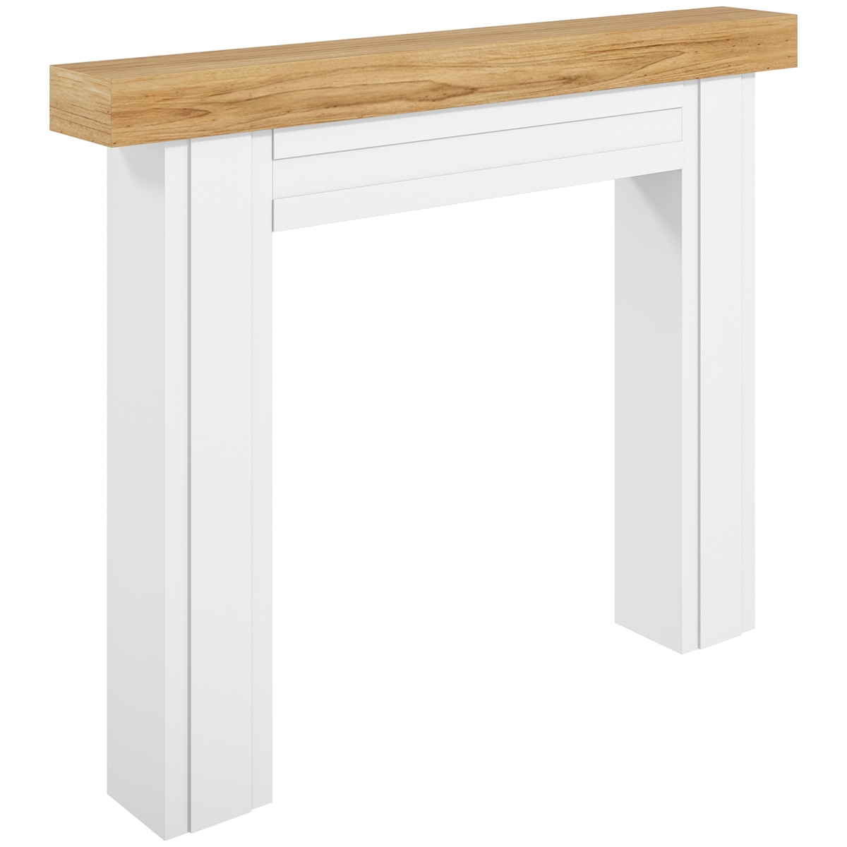 HOMCOM Modern Fireplace Mantel - Freestanding Fireplace Surround with Leg for Electric Fireplaces, Natural Wood & White - 51.2 x 40.6 in.