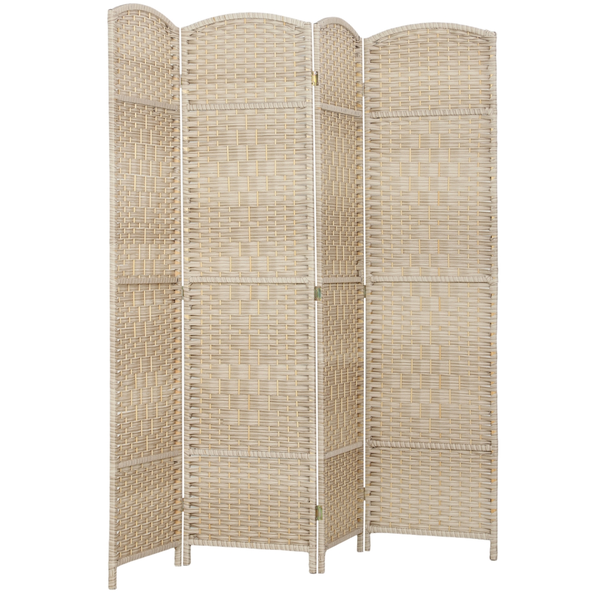 830-816V01LR HOMCOM Folding Room Divider - Screen 4 Panel 6 ft. Tall Privacy Screen Freestanding Wood Partition for Home Office, Washed Oak