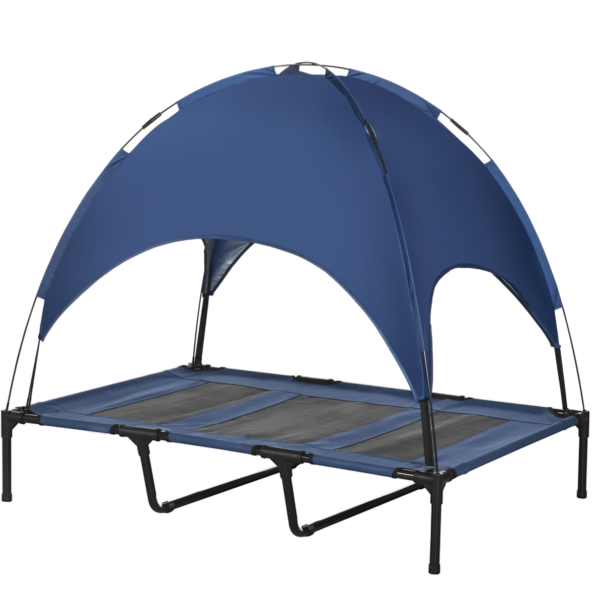 D04-060V00DB 48 x 36 in. PawHut Elevated Portable Dog Cot Cooling Pet Bed with UV Protection Canopy Shade - Dark Blue & Black