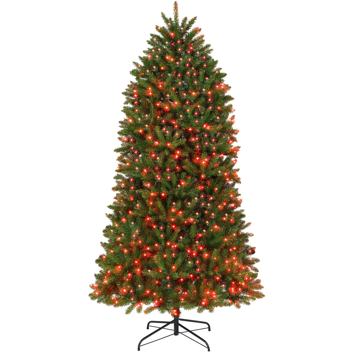 7.5 ft. HOMCOM Prelist Christmas Tree with Full-Spectrum LEDs - Smart App Control - Wide Full Hinged Xmas Tree - Easy Assembly, Green