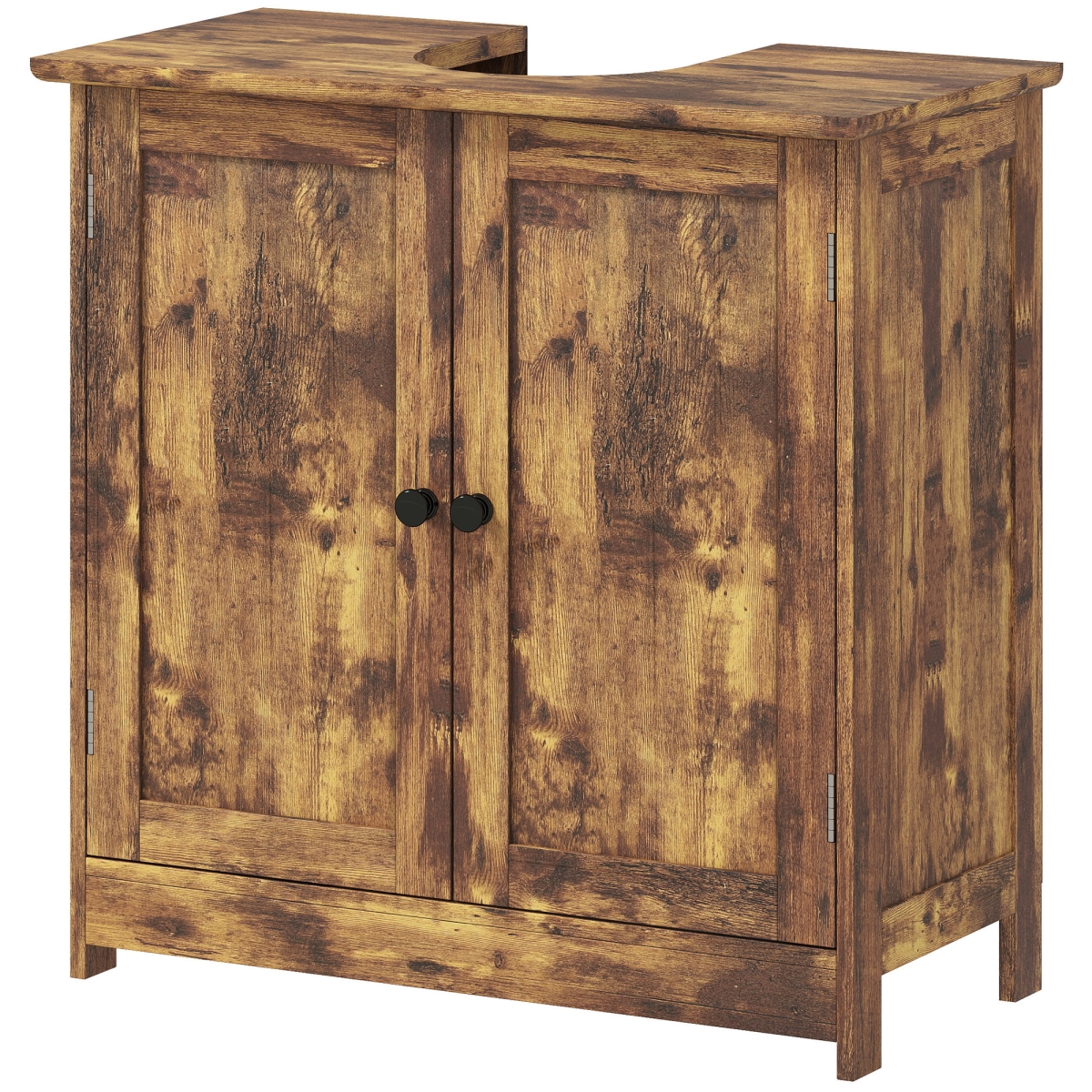 834-079V80BT HOMCOM Bathroom Vanity Cabinet - Under Sink Bathroom Cabinet with 2 Doors & Adjustable Shelf - Rustic Brown