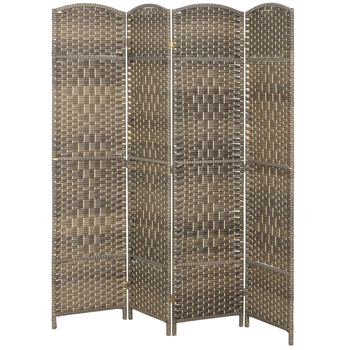 830-816V01DR HOMCOM Folding Room Divider - Screen 4 Panel 6 ft. Tall Privacy Screen Freestanding Wood Partition for Home Office - Dark Rustic Oak