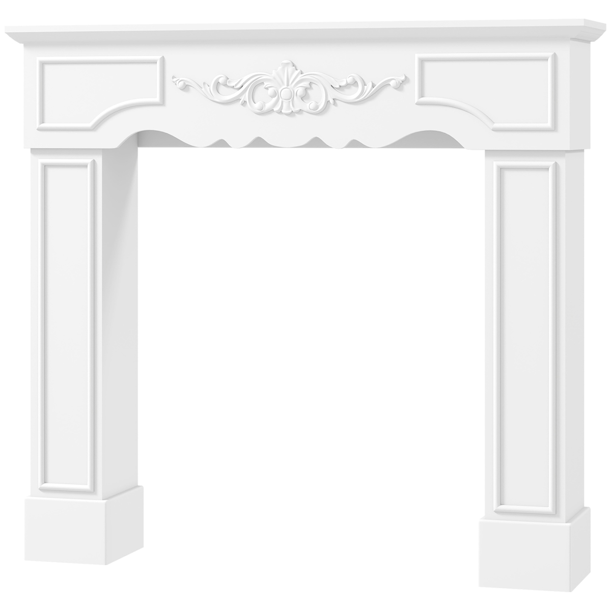 820-462V80WT HOMCOM Baroque Fireplace Mantel - Freestanding Fireplace Surround with Leg for Electric Fireplaces - 43.3 x 39.8 in. - White