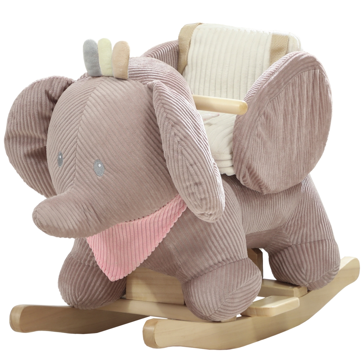 330-208V00BN Qaba Baby Rocking Horse with Seat - Kids Ride-On Toy with Realistic Elephant Sound & Safety Belt for 18 to 36 Months - Pink