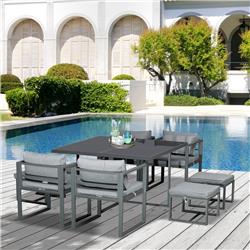 Picture of 212 Main 84B-479 49.5 x 49.5 x 28.25 in. Patio Dining Sets&#44; Grey - 9 Piece