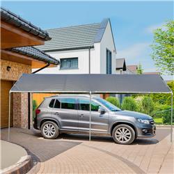 84C-159GY 10 x 20 ft. Heavy Duty Carport Garage Car Shelter, Silver Frame & Grey Cloth