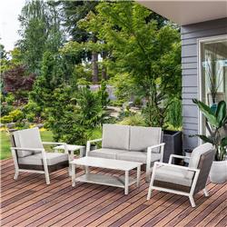 860-246 Patio Wicker Conversation Sets, Brown Rattan & Light Gray Frame - 5 Piece