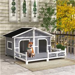 Picture of 212 Main D02-027GY 59 x 64 x 39 in. Wood Large Dog Kennel&#44; Grey & White
