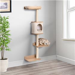 Picture of 212 Main D30-458V80 15 x 11.75 x 58.75 in. 4-Level Wall-Mounted Cat Tree Activity Tower&#44; Light brown