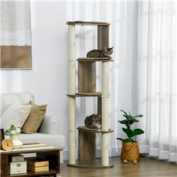 Picture of 212 Main D30-573V00GY 65 in. Multi-Lever Cat Climbing Tree&#44; Cream White & Nutmeg Brown