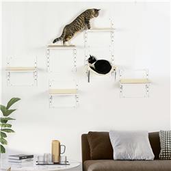 Picture of 212 Main D30-599V00CW Modern Cat Wall Shelves&#44; Cream & Beige - 6 Piece